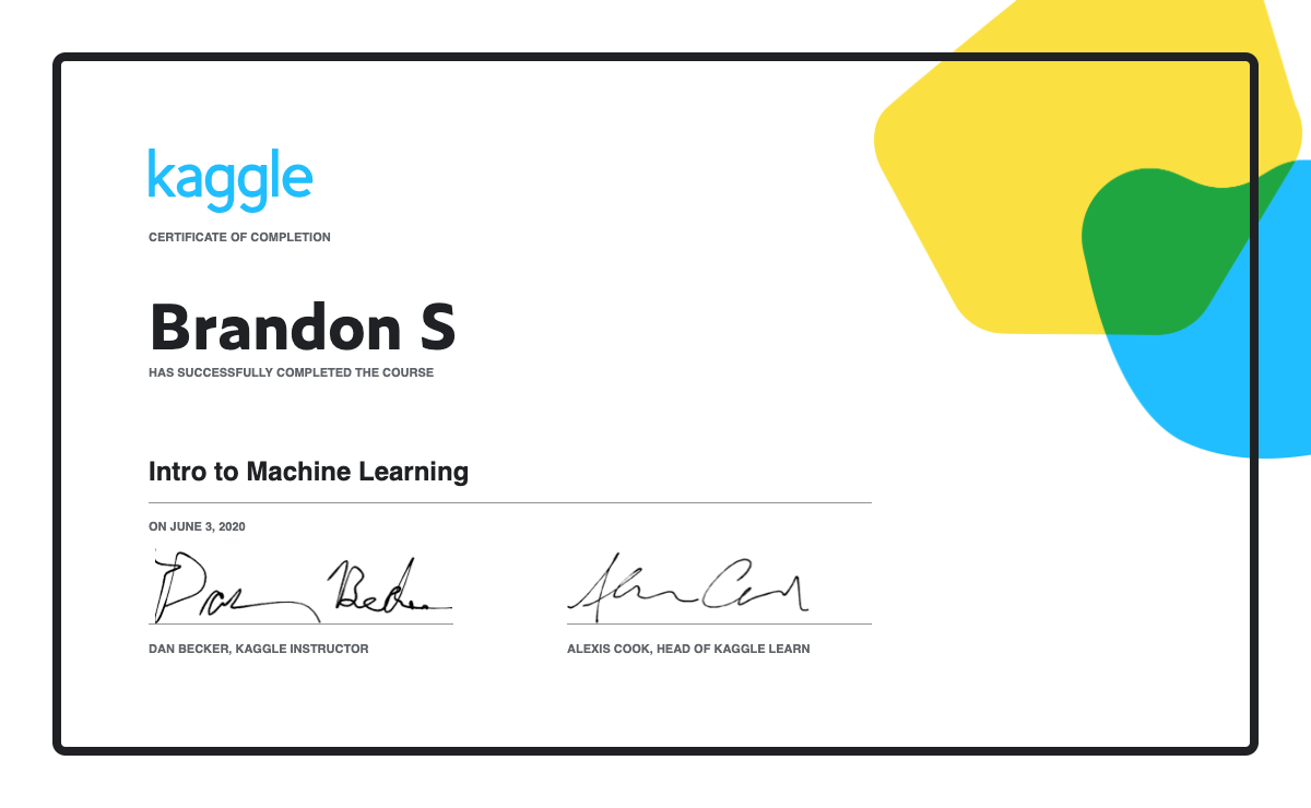 My Kaggle Intro to Machine Learning Certification