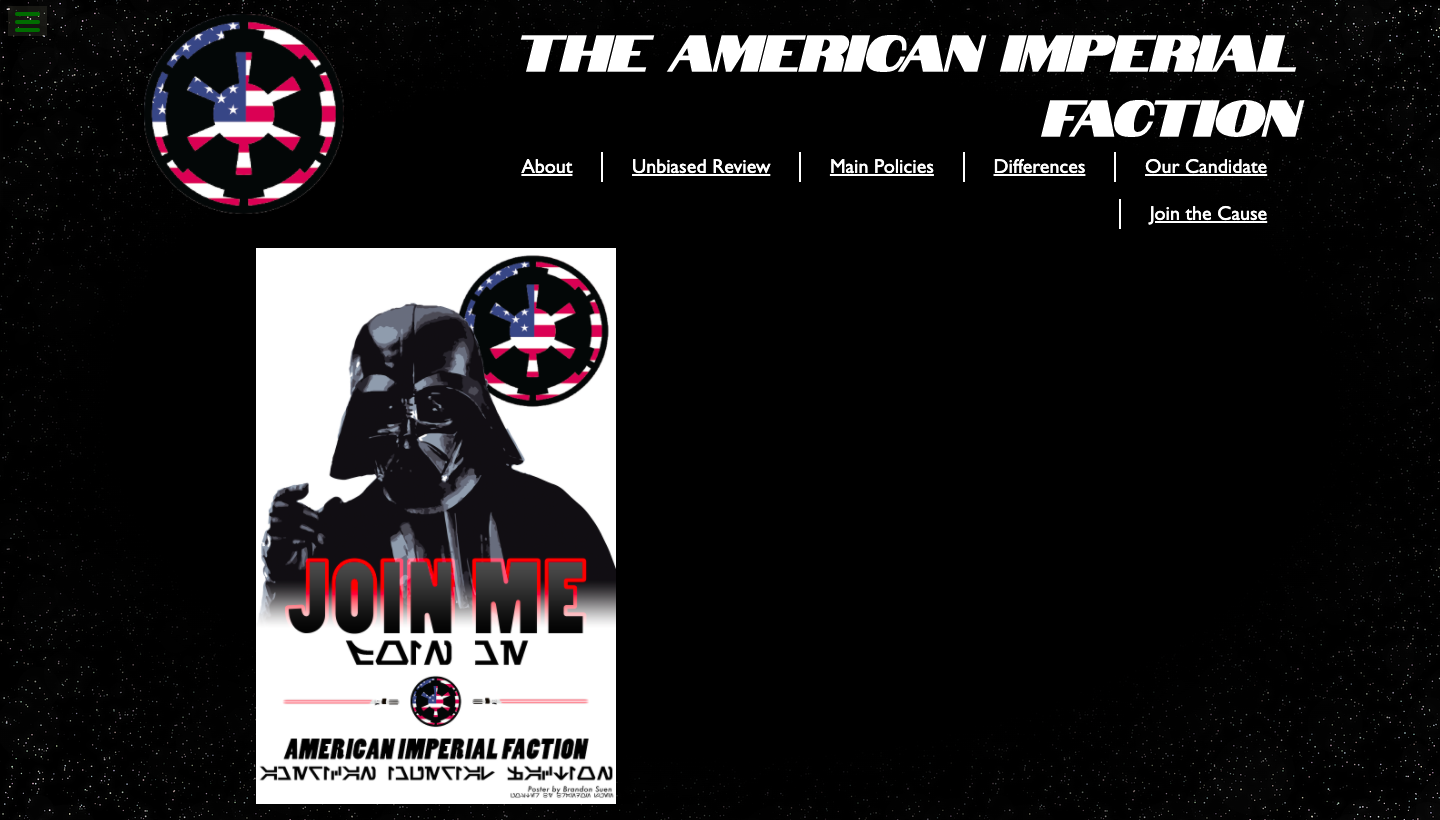 American Imperial Faction landing web page